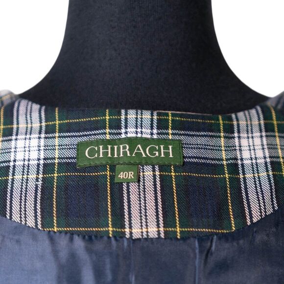 Mens Vest 40R Tartan Plaid Blue Green White Waistcoat Preppy Casual Formal Party - Picture 3 of 10